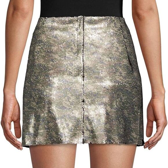NWT FP One Free People Skinny Sequin Allover Army Camo Print Mini Skirt size 6 - Picture 6 of 11